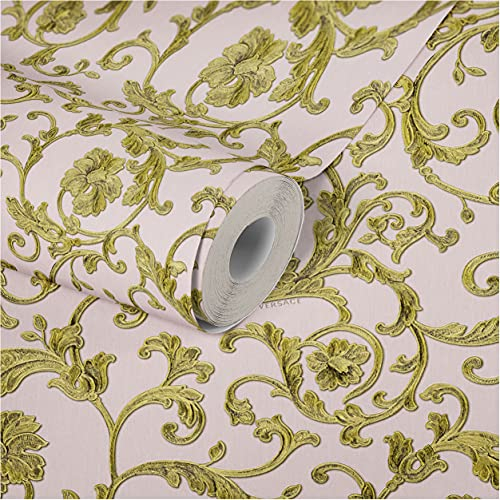 Baroque Wallpaper with Ornaments Versace 3 Non-Woven Wallpaper 10.05 m x 0.70 m Gold Pink Green Made in Germany 343264 34326-4