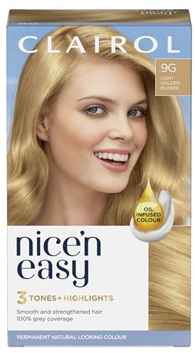 Clairol Nice'n Easy Crème, Natural Looking Oil Infused Permanent Hair Dye, 9G Light Golden Blonde