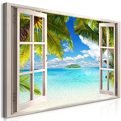 murando Cuadro Mega XXXL Ventana 165x110 cm Cuadro en Lienzo en Tamano XXL | Estampado Grande Gigante Imagen Para Montar por uno Mismo Decoración De Pared Impresión DIY Mar Lago