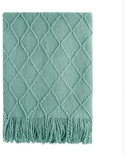 BOURINA Sofa-Überwurf, strukturiert, weich, gestrickt, dekorativ, Türkis, 127 x 152 cm