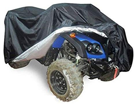 ZZX Housse de Protection Bâche pour ATV Quad Moto, 210T Polyester Extérieure Imperméable Anti -UV Quad ATV Couverture,Noir,L
