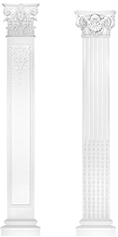 HEXIM Pilaster ca. 450x50mm - Wandreliefe/Stuckdekor aus PU Hartschaum, Auswahl von Schaft, Kapitell & Sockel - Perfect D1545/ -47 (Sockel D3540)