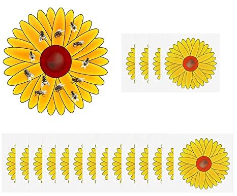 XAVSWRDE 20 Pezzi Trappola per Mosche Finestra 9.5 * 9.5cm Girasole Carta Moschicida Adesivo per Mosche da Finestra Acchiappa Mosche Adesivo per Catturare Mosche Tarme Zanzare e Insetti (Giallo)