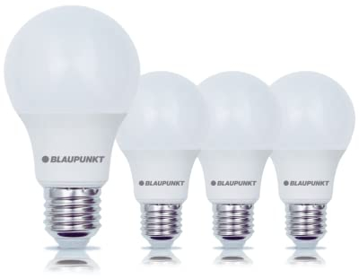 Blaupunkt Ampoule LED E27 – Classique A60 – Éclairages pour Pièces – 12W – Remplacement de 86W – Dépolie – Blanc Chaud 2700K – 1200 lumens – Lampe Économe en Énergie et en Coûts – Lot de 4