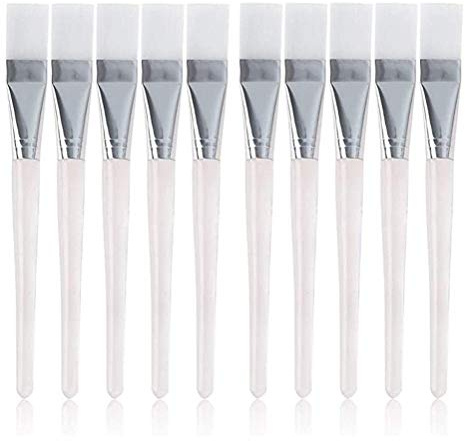 FRLUYNG 10 stycken ansiktsmasker, penslar, professionella ansiktsmasker, sminkborstar, verktyg, maskpensel med klart plasthandtag för applicering av ögonmasker, serum