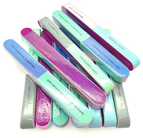 JZK Lot de 12 limes à ongles et polissoirs à ongles - 7 façons - Outils de nail art pour salon et maison