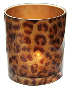 KiaoTime Portacandele in vetro Tealight Stand Cup Fragrance Warmer Leopard Print Votive Candeliere Portacandele Desktop Centrotavola per la casa Matrimonio Anniversario Decorazione da tavolo