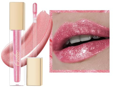 Oulac Pink Shimmer Liquid Lipstick High-Shine Glitter Lip Gloss for Women Shimmer Non-Sticky Glossy Finish Liquid Lipstick Hydrating Lip Gloss Fuller-looking Lip Makeup Vegan & Cruelty-Free 06