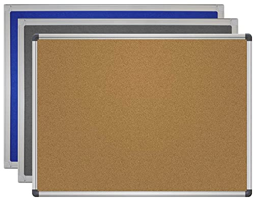 VISCOM Pinnwand aus Kork mit Alurahmen - 45x60 cm | Naturkork selbstheilend, vertikal & horizontal aufhängbar mit Wandbefestigung - nachhaltige Korktafel fürs Büro & Zuhause