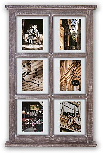 matches21 cornice portafoto collage finestra multi-cornice 6 foto cornice galleria cornice cornice foto legno calcato vintage marrone