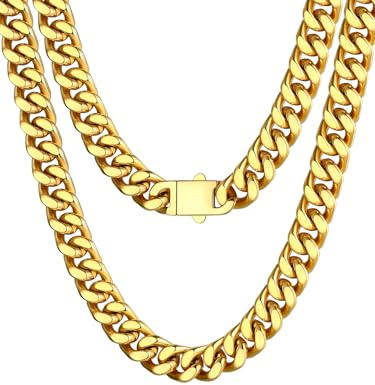 Bestyle Halskette Herren Kette Miami Panzerkette aus Edelstahlkette Kubanische Schmuck Männer Hip Hop Länge 45/50/55/60/65/71/76cm Breite 5/7/9/12mm