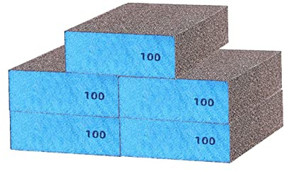 Carta vetrata bagnata e asciutta a duplice uso, spugne abrasive, grana media fine 100 lavabili e riutilizzabili, legno, pareti, auto e metallo, 5 pezzi