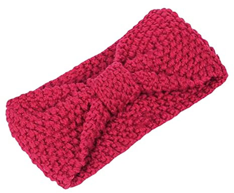 Winter Knitted Headband, Women Knit Headbands Crochet Braided Headband, Elastic Head Wraps Cable Thick Headband Ear Warmer Hair Accessories for Women Girls(Rose)