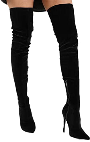 EGSDMNVSQ Overknees Stiefel Damen Winterstiefel Hohe Stiefel Winter Lange Stiefel mit Reißverschluss Oberschenkel Hohe Stiefel Schuhe Stiletto High Heels Lang Boots