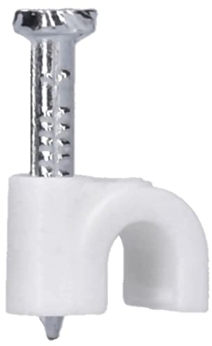 50 Stück Voxura Nagelschelle Kabelschelle Rundschelle 5 mm mit Nagel Ø 1,8x16 mm weiß
