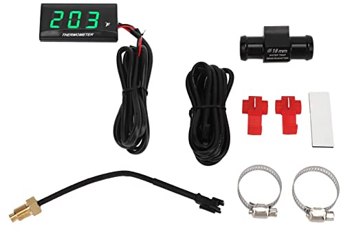 Thermomètre numérique pour moto, 12 V ultra fin, avec adaptateur de capteur de 18 mm et écran LCD, hygromètre numérique, hygromètre numérique, compteur de température d'humidité (vert)
