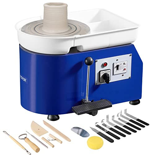 VEVOR Tornio per Ceramica Argilla con Pedale 350W Diametro 28cm Velocità 60-300 giri/min, Macchina Ruota di Ceramica Fai-da-te Hobbista Controllo Velocità Controllata 350W Livello Rumore entro 60 dB