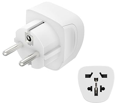 Reiseadapter Typ E und F, 3-polig, universal, Welt nach Europa, Weiß