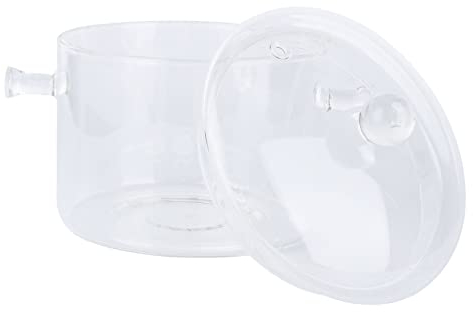 SOLUSTRE Glass Cooking Pot Double-Handle 15cm Diameter High Borosilicate Multi-Function Open Fire Heating Health Stew Pot Suitable for Home and Restaurant