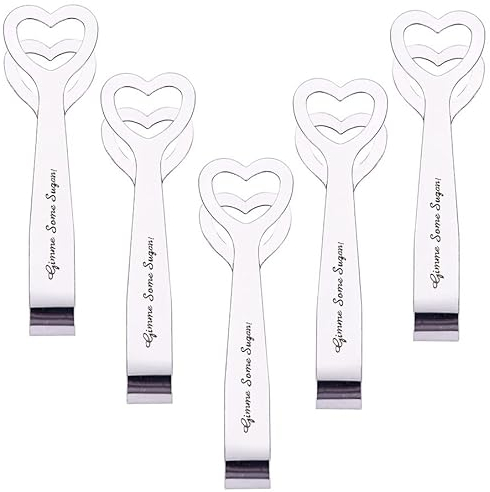 KOLUZ 5 Stück Süße Zange, Edelstahl Mini EIS Zucker Zange, Herz Zucker Zange, Mini Servierzange, kleine Zange für Party, Küche, Bar, Hochzeit