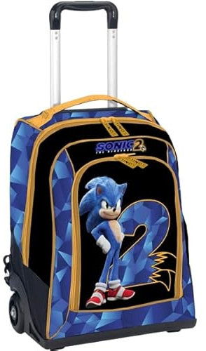 Maricart Rucksack Trolley Duo Schule Sonic 2 - The Hedgehog mit magischem Stift, blau, 36 x 23 x 45 cm