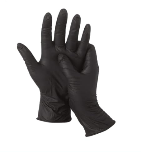 CHAWLA Black Pearl Nitrile Examination - Multipurpose, Powder Free and Latex Free Disposable Gloves, Box of 100 Gloves, Black, Small