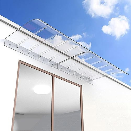 KGUDYS Auvent D'extérieur,40/50/80/90/110/130/150cm Auvent De Fenêtre,Moderne Marquise De Porte D'entrée en Polycarbonate,Abri Contre Pluie pour Toiture,pour Porche,Patio,Clear-40x150cm/16x59in