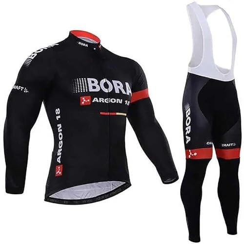 assocauicy Maillot Cyclisme Homme Manche Longue Set,Respirant avec 3D Gel Pantalons SéChage Maillot Velo Route Homme avec 3 Poches