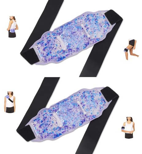 Premium Hot Cold Gel Bead Ice Packs by FOMI Care | 2 Pack | Cool Compress for Lower Back, Shoulder, Knee, Bicep, Stomach | Coccyx, Sciatica, Tailbone Pain Relief | Flexible, Reusable Heating Pad