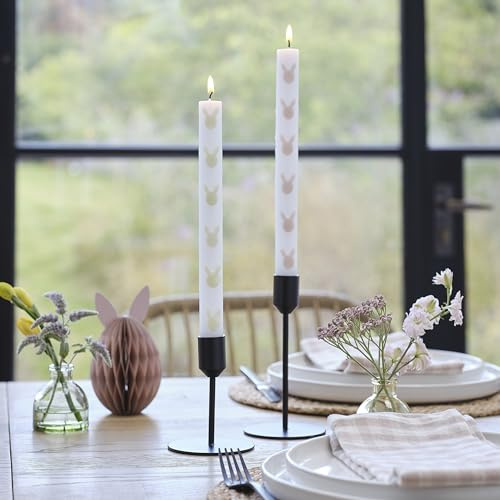 Ginger Ray Osterhasen-Dinner-Kerzen mit grünem und rosa Pastell-Hasenohren-Druck, 2 Stück