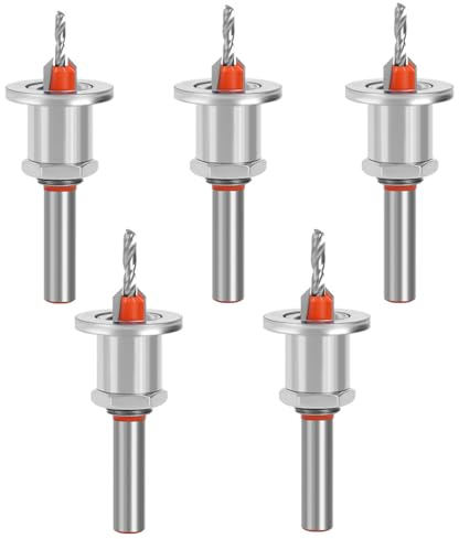 WSOOX 5 Stücke Senkbohrer Set für Holz, Spiralbohrer Hartholzbohrer mit Senker und verstellbarem Tiefenstopp, HSS-Spiralbohrer mit einem Schraubenschlüssel