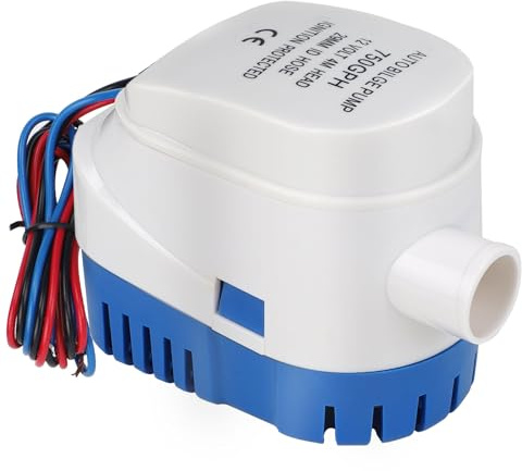 DBREAKS 12V Pompa di Sentina Automatica 750GPH/47LPM, Blu, per Barche | Barca Pompa di Sentina con Galleggiante, Sommergibile Pompa Elettrica dell'Acqua, Silenziosa Pompa Acqua per Barche, Stagni