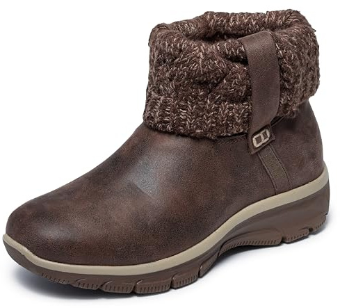 Skechers Bottines à enfiler faciles à vivre et confortables pour femme, chocolat, 36 EU