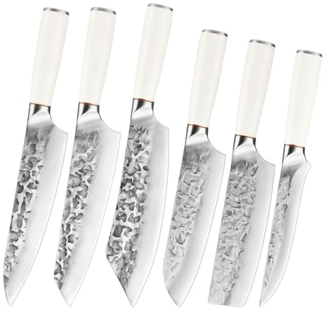 FBITE Set di coltelli da chef forgiato a mano giapponese professionale da macellaio mannaia for disossare set di coltelli da cucina con manico in ABS