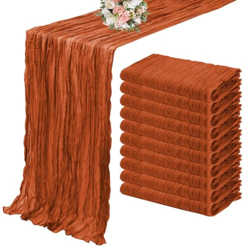 OMEVU Chemin de Table en Gaze Semi-Transparente, 10 pièces, en étamine, réglage de Table, pour Salle à Manger, fête de Mariage, Banquets de noël, Arches, décor de gâteau