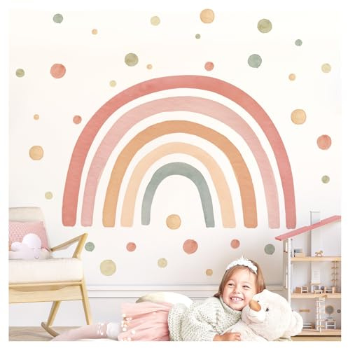Little Deco Wandtattoo Regenbogen mit Punkten rot gelb grün DL5086 L