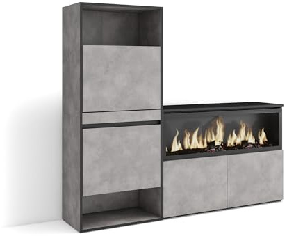 Skraut Home | Schuhregal, Schuhschrank | Schuhaufbewahrung | 167x145x35 cm | Für Schlafzimmer, Zimmer | Elektrokamin XXL | Moderner Stil | Zement