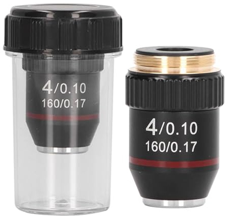 4x Objectif Microscope Achromatique, Lentille Fort Grossissement Filetage D'interface 20,2mm, Microscope Biologique RMS Standard Lentille D'objectifs Achromatiques Standard Lentille Microscope(4/0.10)