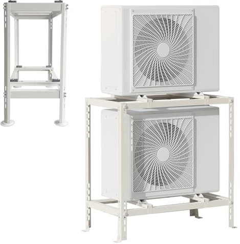 Soporte universal de aire acondicionado de acero galvanizado resistente con doble nivel, montaje en suelo para unidades mini divididas, base de bomba de calor incluida-900×1200×450mm