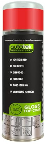 Autotek Ignition Red Gloss Spray Paint 300ml (RAL 3020) – Professional Fast Drying Aerosol Paint, High Gloss Finish for Metal, Plastic, Wood & Ceramic, RAL Colour Match