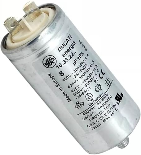 Masterpart Condensateur de sèche-linge 8UF pour sèche-linge Hotpoint CTD00P, CTD80P, TCD970K, TCL770G, TVM570P