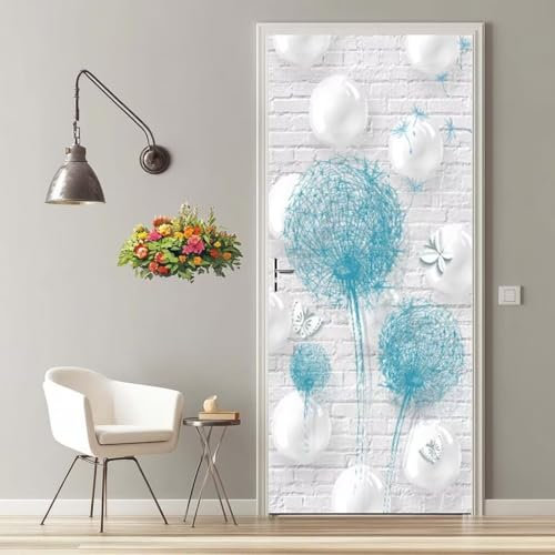Türtapete Selbstklebend 95X215 cm Türaufkleber 3D Türfolie Selbstklebend Kugel Pusteblume Klebefolie Tür Türposter Tür Folie PVC Wasserfest Wandbild für Schlafzimmer Wohnzimmer Bad Tür Tapete -MT909