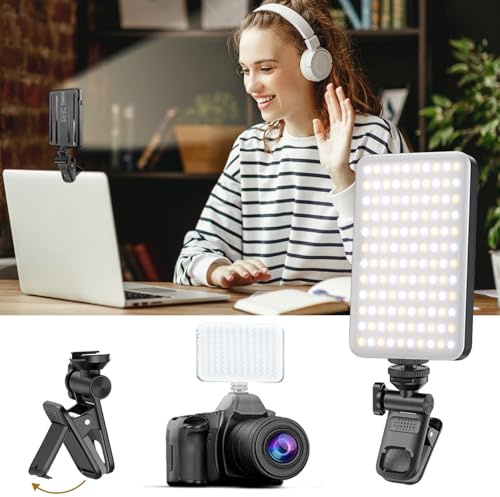 Selfie Light for Phone, Portable Phone Light Clip on, 2500k-9000k Ring Light, Cri 95+, Ring Light for Phone with Cold Shoe Mount & Double 1/4 Screw Hole, Rechargable 3000mah Selfie Light
