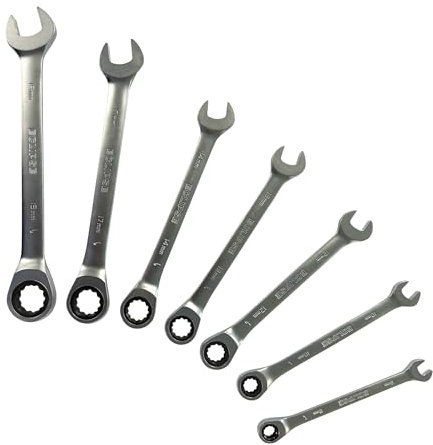 ECLIPSE Professional Tools ERWFIX7PS Set di 7 Chiavi a Cricchetto con Testa Fissa – 8–19mm, Acciaio Cromo Vanadio, 90 Denti, Alta Coppia, Finitura Satinata, per Auto e Manutenzione