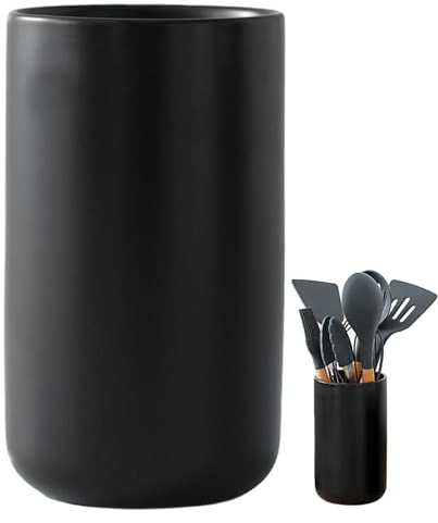 Gcroet Porta di Utensili da Cucina 6.9 '' Porta di utensile da Cucina Stabile Fattoria in Ceramica in Ceramica Minimalista Opaco Nero organizzatore di stoccaggio da per Ripiani