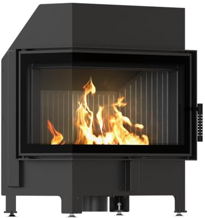 KRATKI Kamineinsatz aus Stahl ZIBI 9,9kW Eck Links Ø180 BImSchV 2 EEK A+ | Kamineinsatz aus Stahl, schwarz, 86% Wirkungsgrad, raumluftunabhängig, Ecodesign, Flamme Verte 7