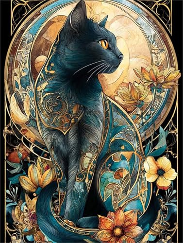 Puzzle 700 Pieces Fleur Chat Animal, Jeux éducatif Défi Jouets Puzzles Classiques, Parfaitement Emboîtable Lettres au Dos, pour Vous Faciliter Le Travail pour Hommes Femmes Plus âgés 52 x 38 cm