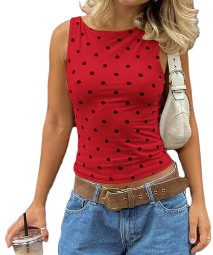 Women's Y2K Sleeveless Tank top, Retro Street Style, Comfortable Stretch Fabric, Rock Aesthetic, Perfect for Everyday wear (Burgundy,S)