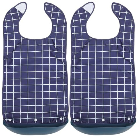 ROMISBABA Lot de 2 Bavoirs Imperméables pour Adultes Âgés Protection Lavable avec Récupérateur de Miettes Taille Large Tissu Résistant Protection pour Repas Quotidiens des Seniors