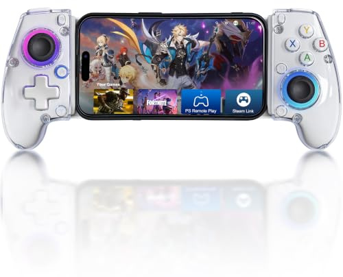 Joso Phone Controller for iPhone/Android, Wireless Controller with Turbo/RGB Lighting/6-Axis/Dual Vibration, Handheld Gaming Gamepad Support Phone Case Play P5/P4/Xbox/PC Streaming & Cloud Gaming